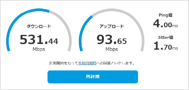 通信速度測定サイト：「ネット回線スピードテスト」